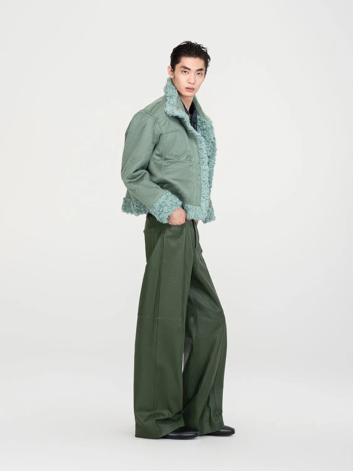 Feng Chen Wang Reversible Faux Shearling jakke grøn