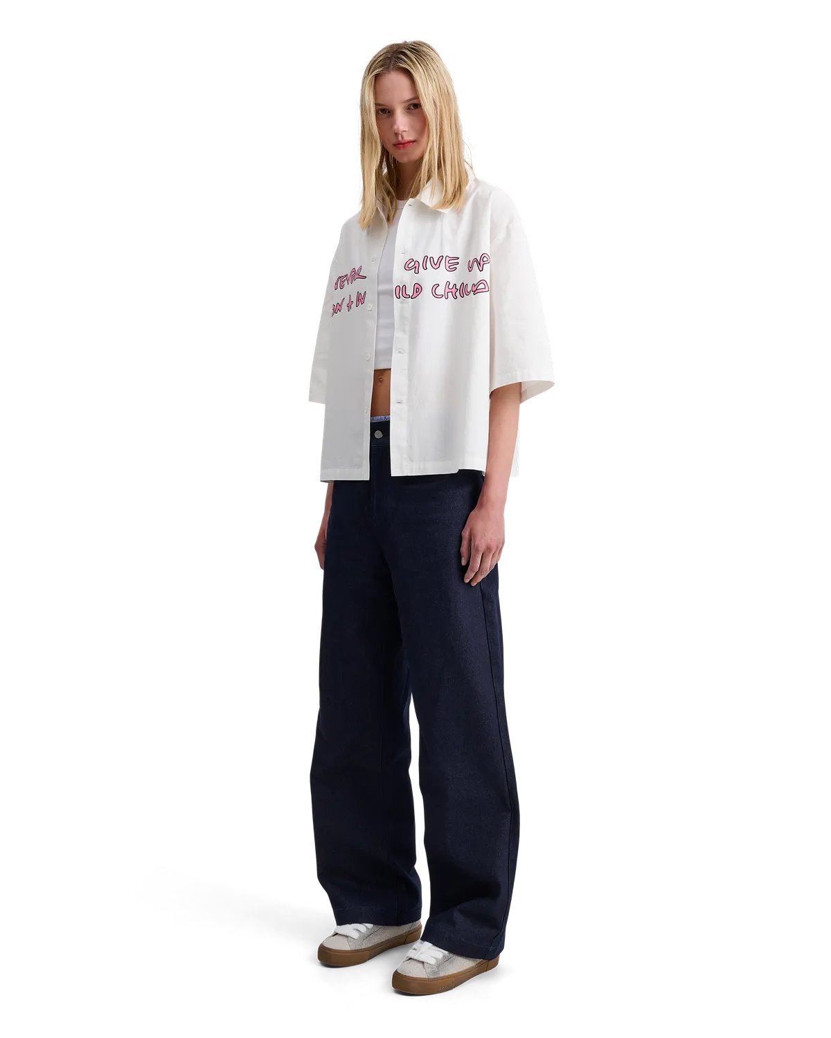 Alis Theotis cropped skjorte off white print
