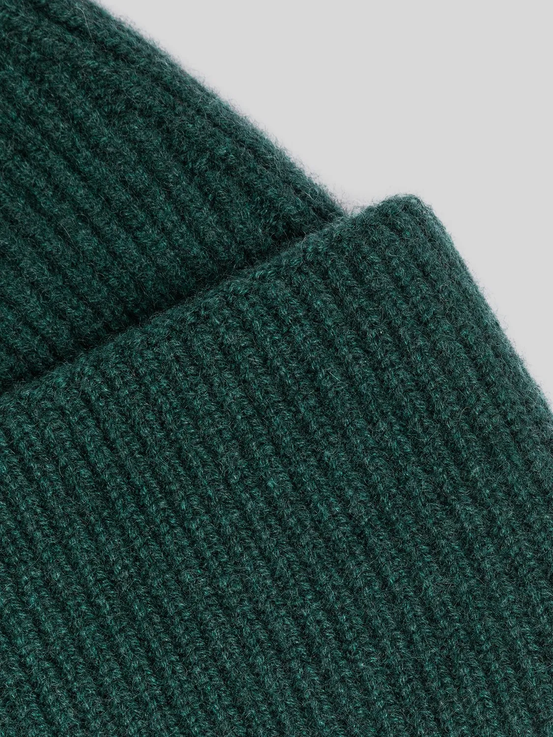 Laneus Cashmere ribstrikket hue grøn ren uld