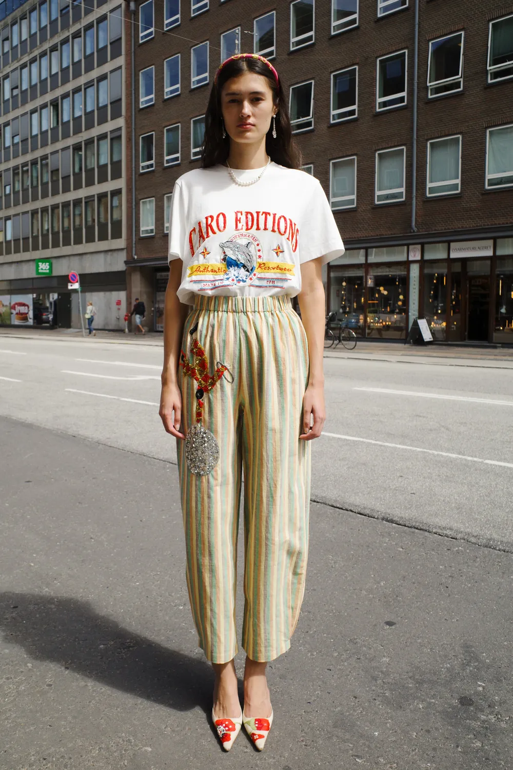 Caro Editions Coco Pants bukser striped clown silke