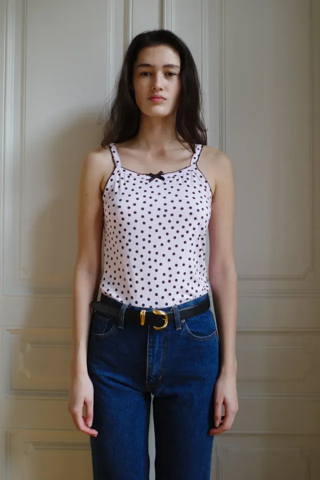 Caro Editions Jersey tanktop Pink Dots stræk