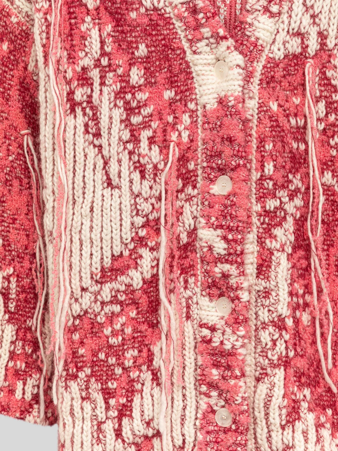 Laneus cardigan oversize rød – blomstret jacquard
