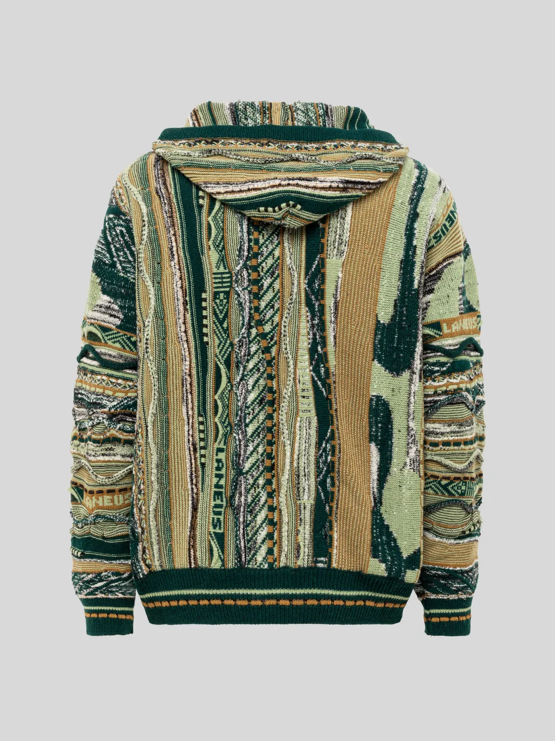 Laneus Boxy Jacquard hoodie grøn merinould