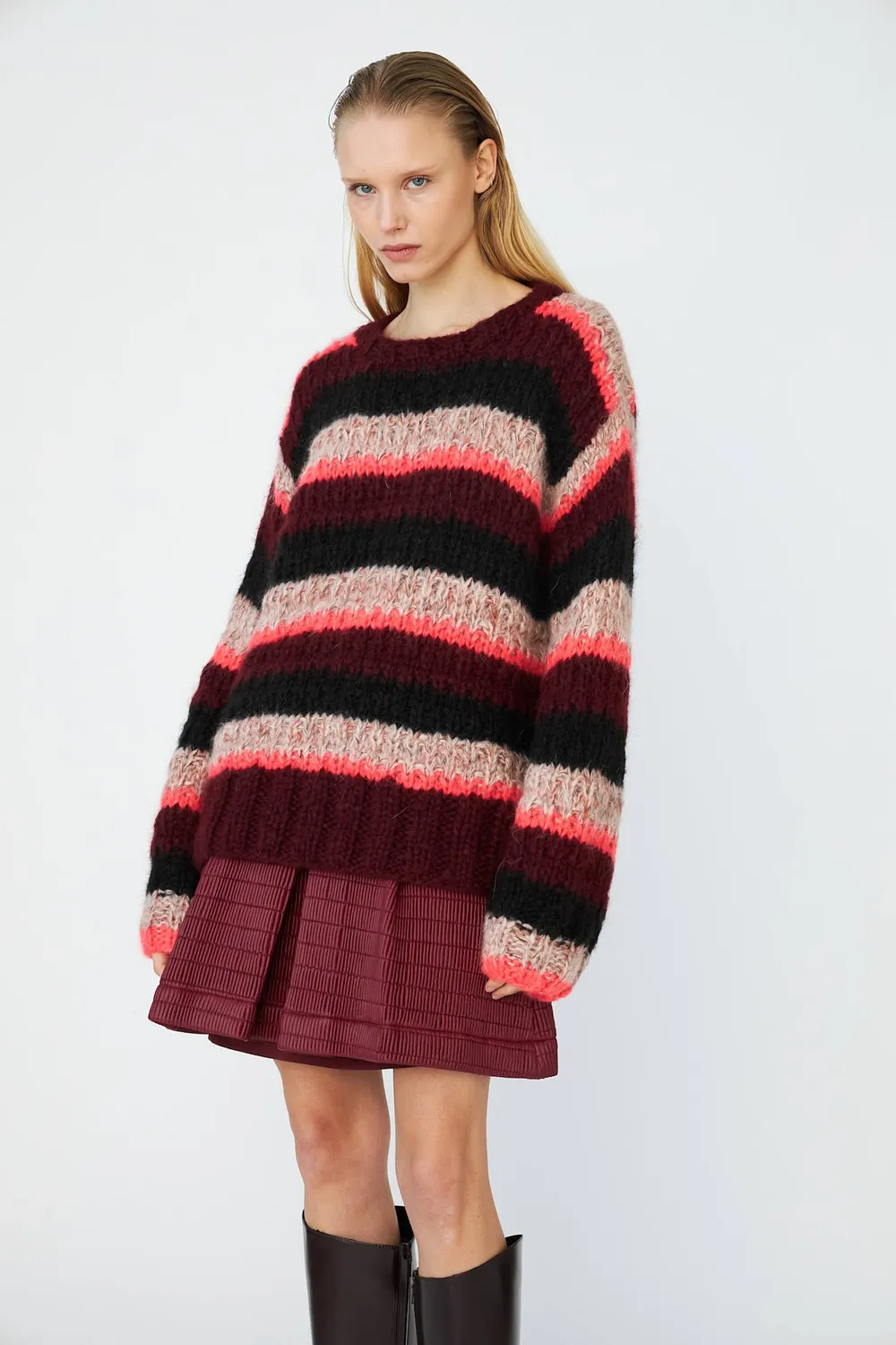 DAWNXDARE Savannah pullover 939 burgundy stribet