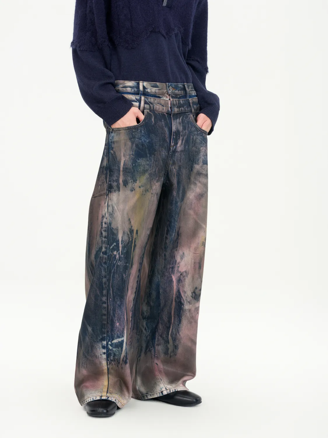 Feng Chen Wang Tie-Dye Coated jeans brun coated