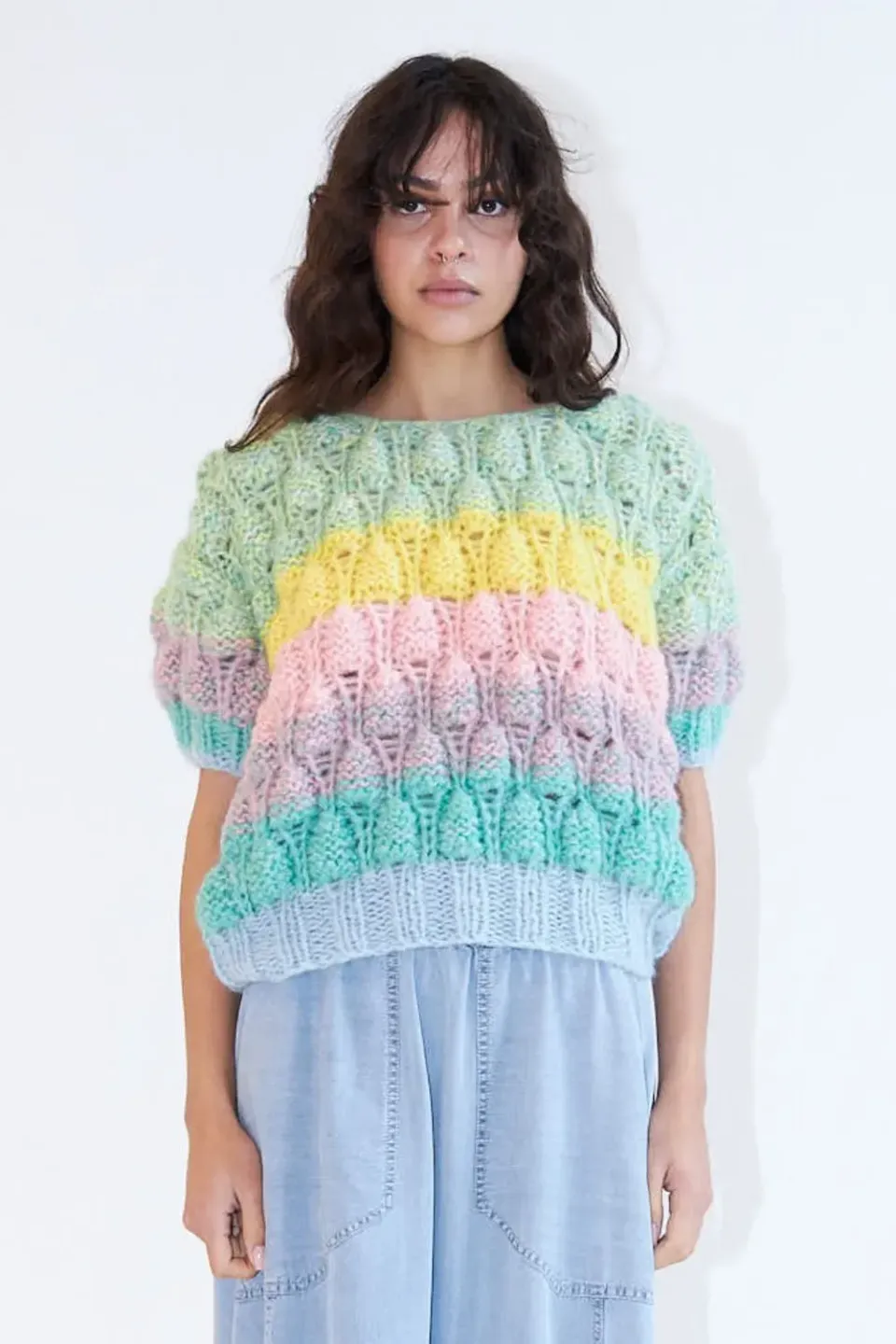DAWNxDARE Acacia Shade strik top 921 ice blue mohair