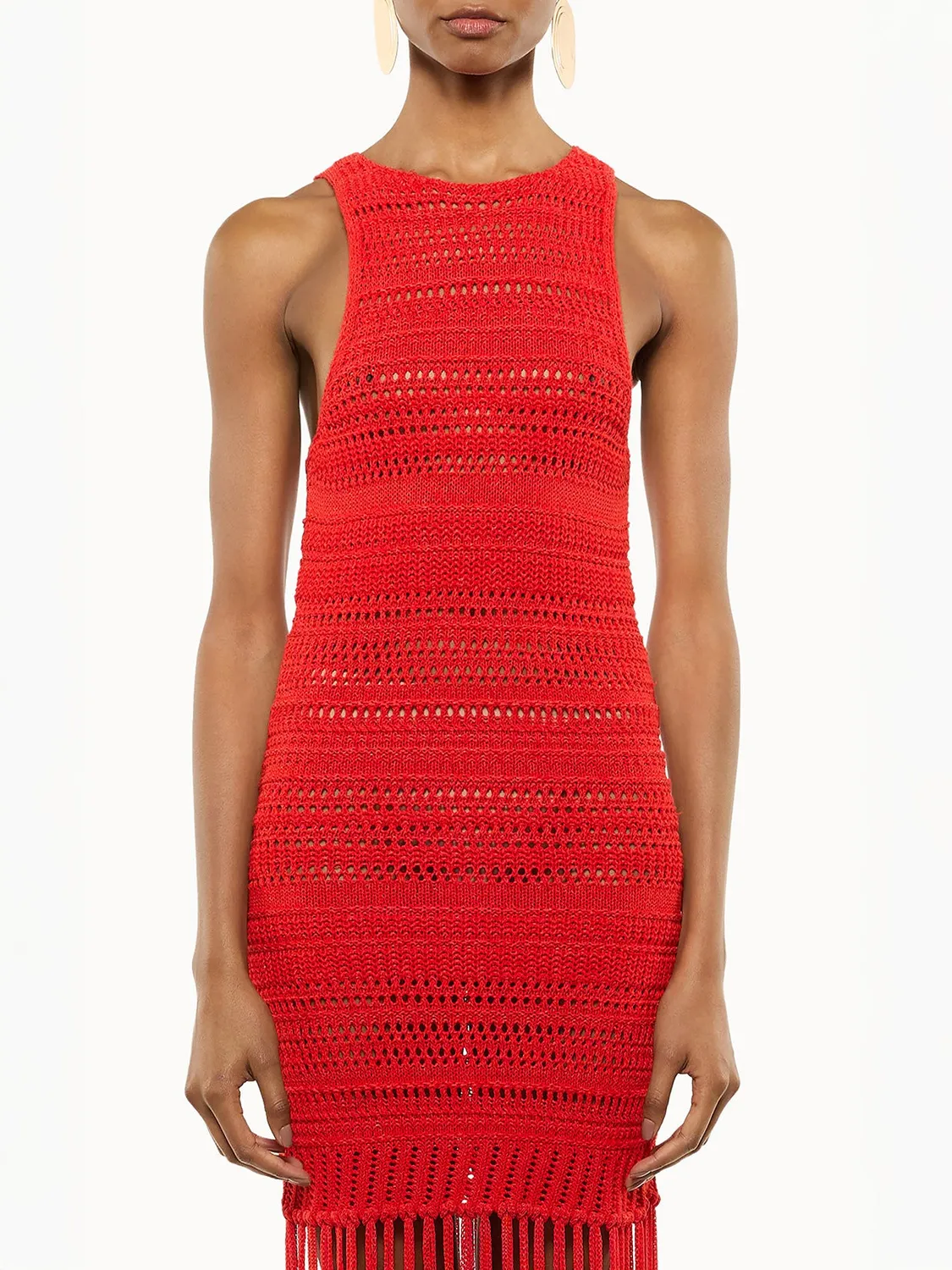Laneus Fringed Dress kjole rød med frynser