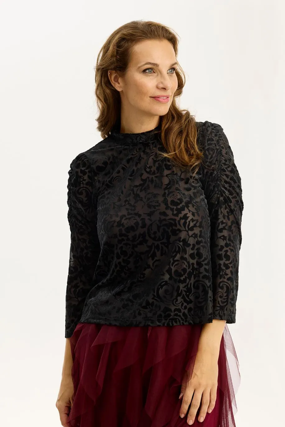 IN FRONT Marina bluse sort transparent
