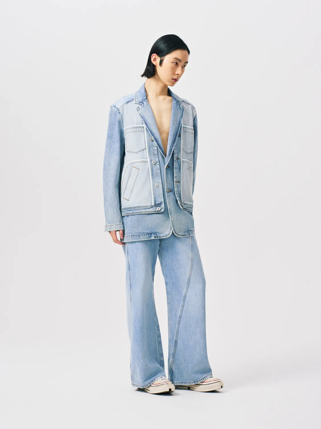 Feng Chen Wang Cross Waistband Jeans straight leg krydset