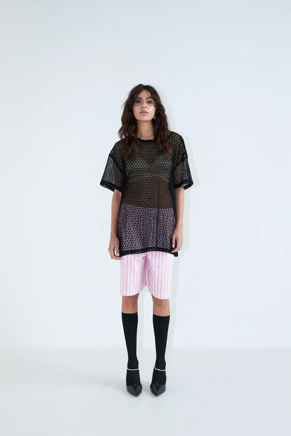 DAWNXDARE FIERCE 199 top black mesh oversized