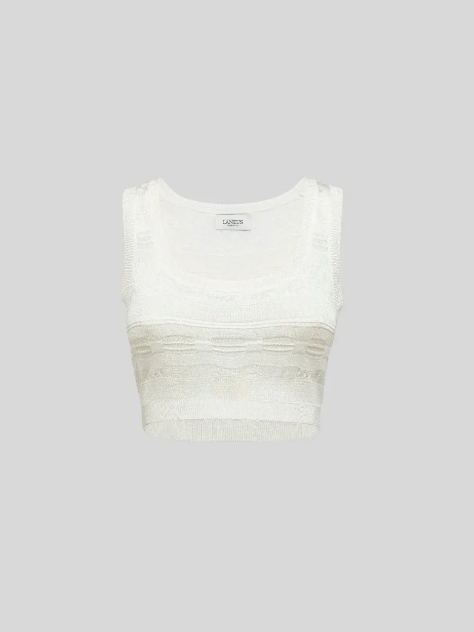 Laneus Light Jacquard top creme slim viskose