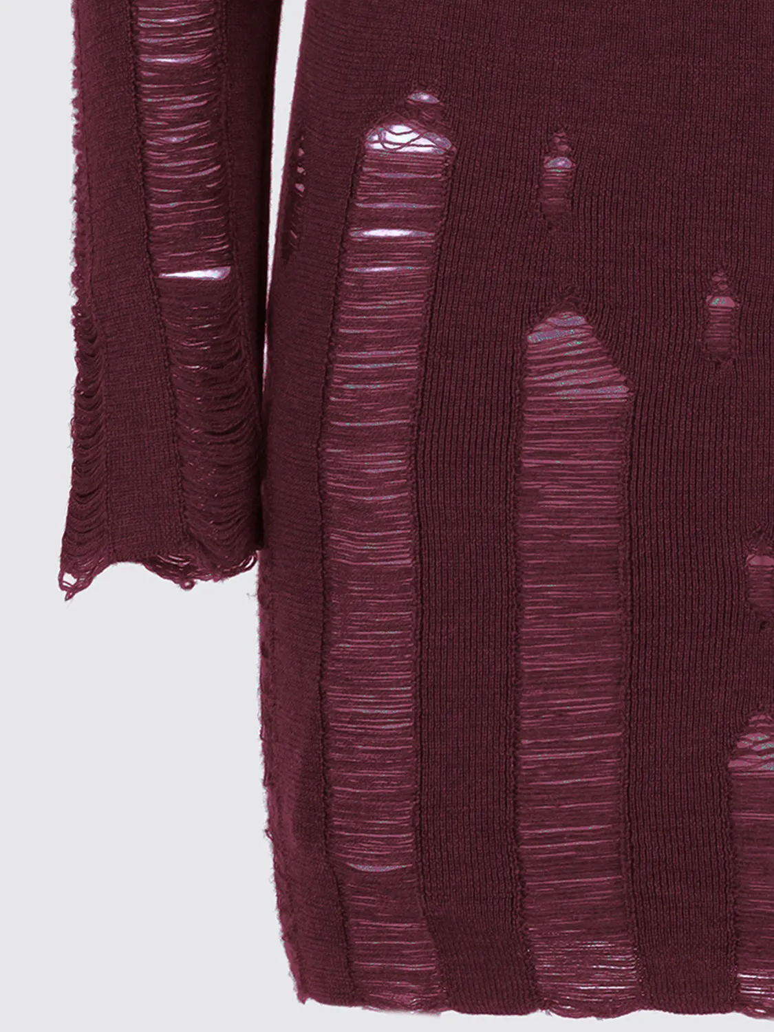Laneus Destroyed turtleneck kjole bordeaux merinould