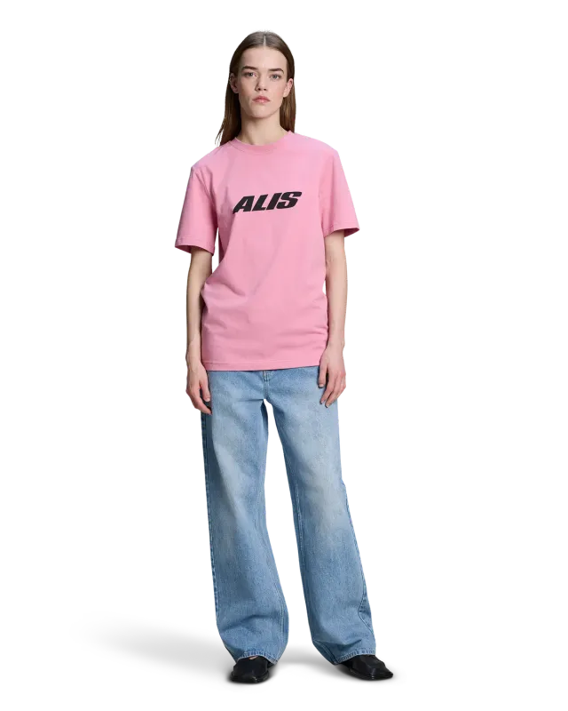 Alis Jeron t-shirt solid pink cropped fit