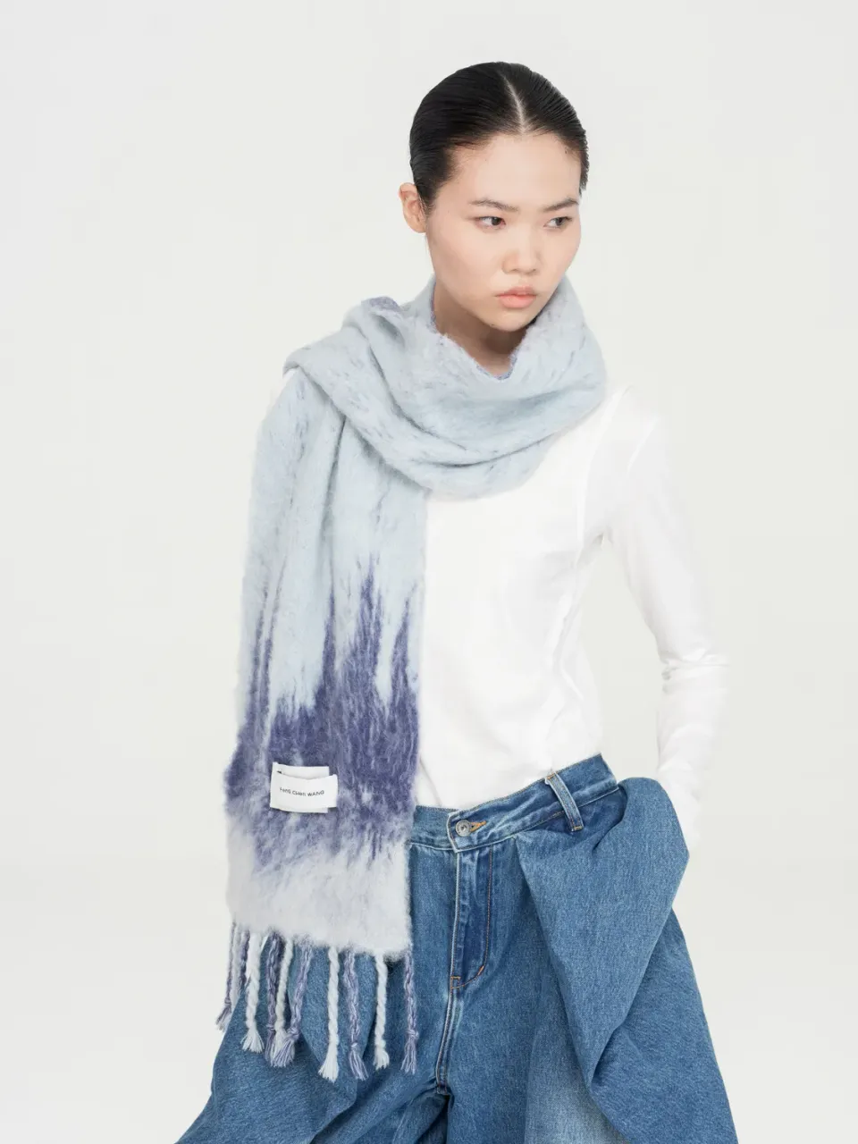 Feng Chen Wang Gradient Jacquard tørklæde blå OS