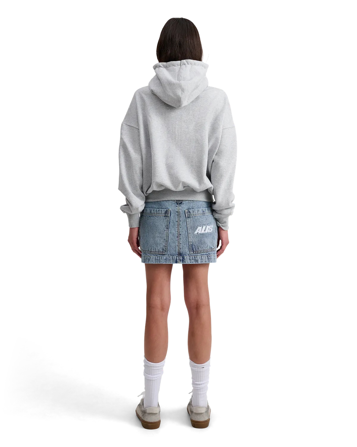Alis Shen cropped hættetrøje grey melange
