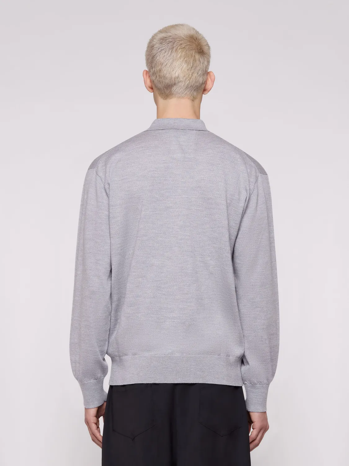 Laneus Merino Wool Polo poloshirt grå meleret herre