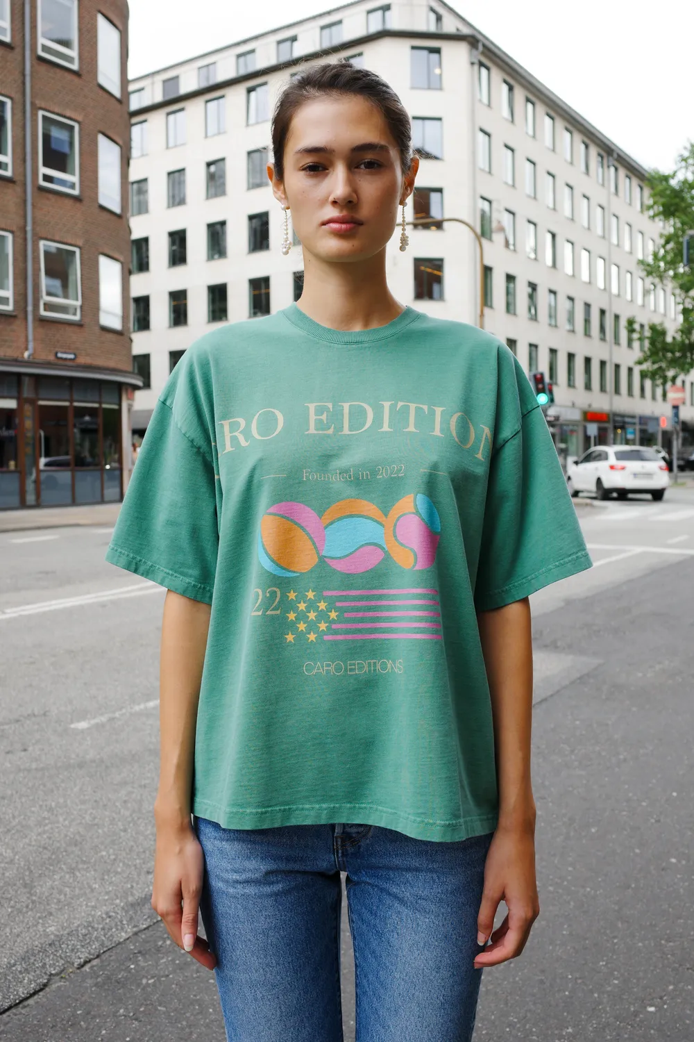 Caro Editions Freddy t-shirt washed green tennis økologisk