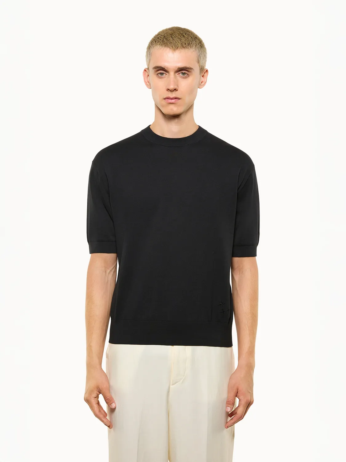 Laneus Cotton Crew Neck T-shirt sort bomuld