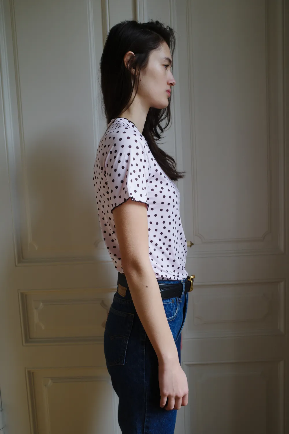Caro Editions T-Shirt Jersey Pink Dots t-shirt elastan
