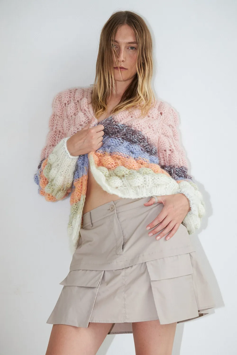 DAWNXDARE Arena Rainbow 820 Pastel Rainbow cardigan mohair