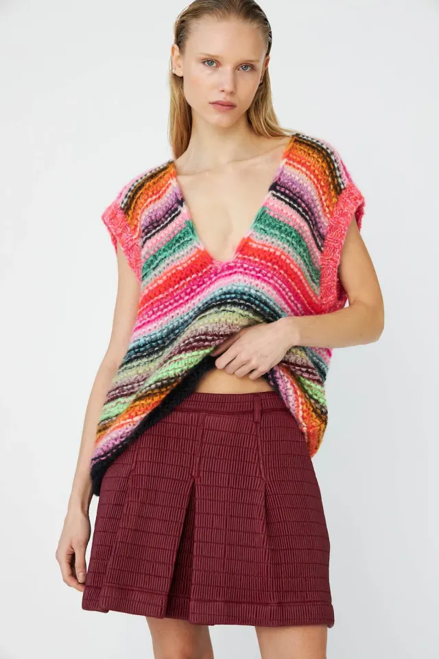 DAWNXDARE Goldie strikvest 900 Multi stribet mohair