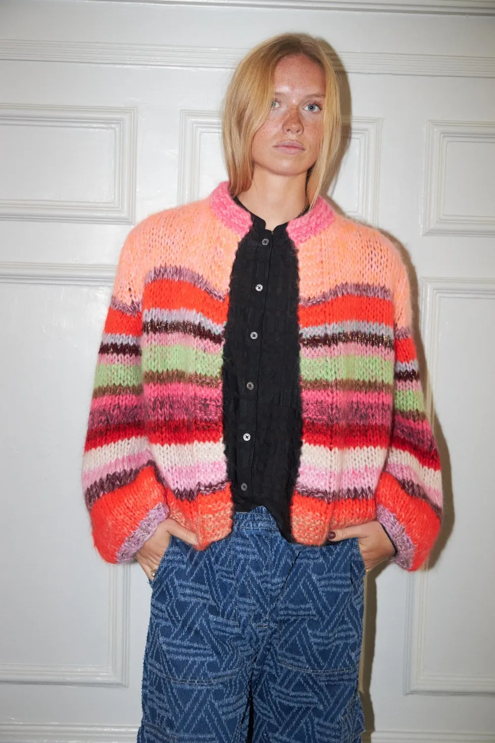 DAWNXDARE Gabi 919 Pink Multi cardigan mohair