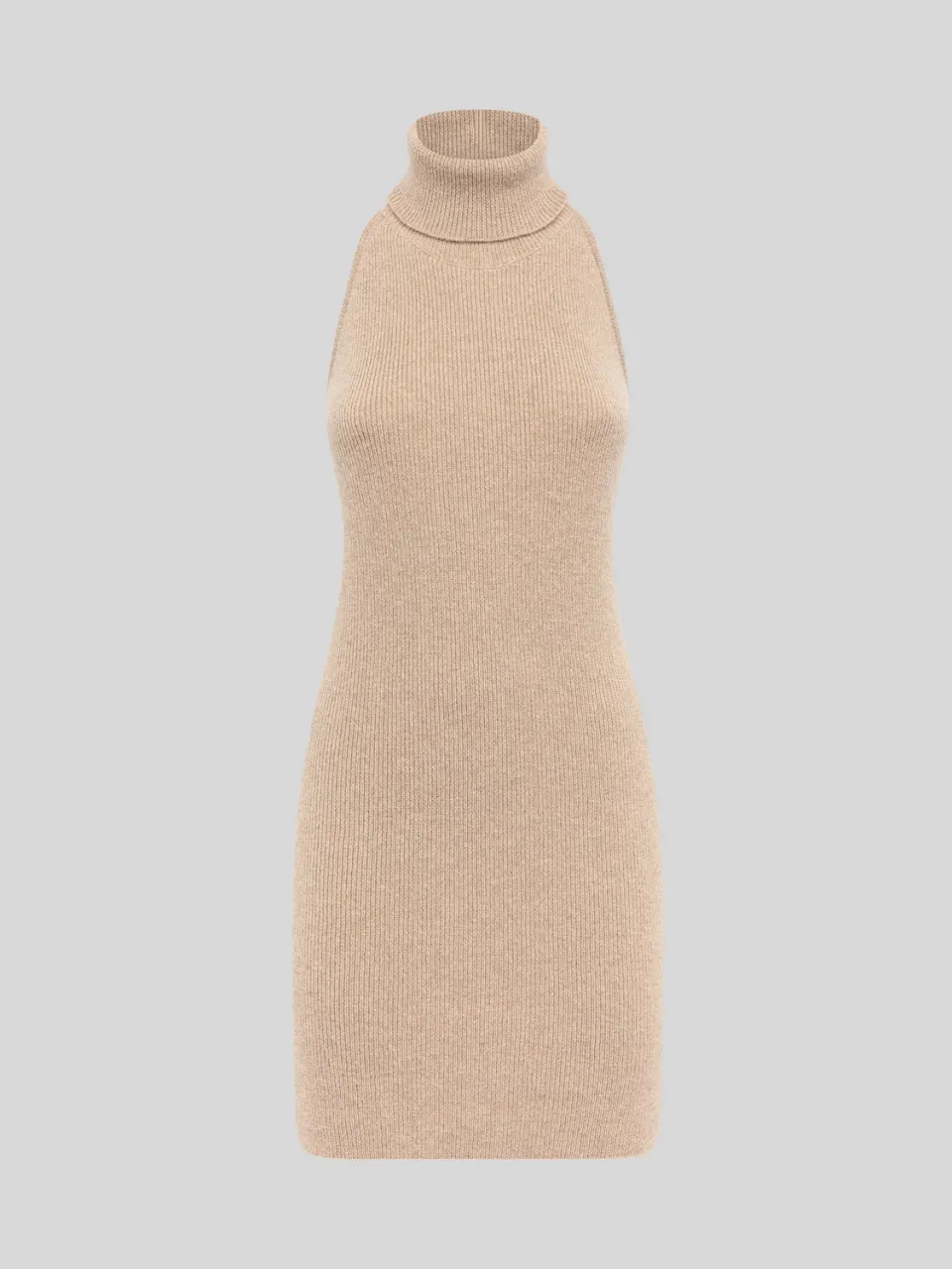 Laneus minikjole halterneck beige uld