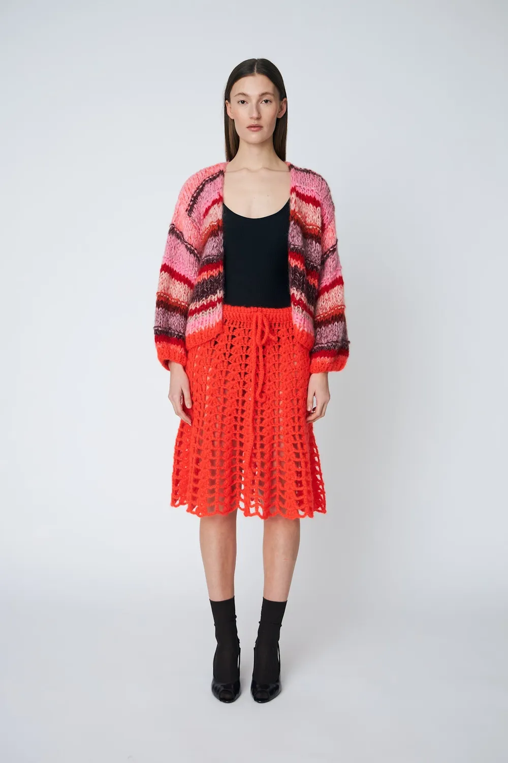 DAWNXDARE Eden 335 cardigan chili stribet