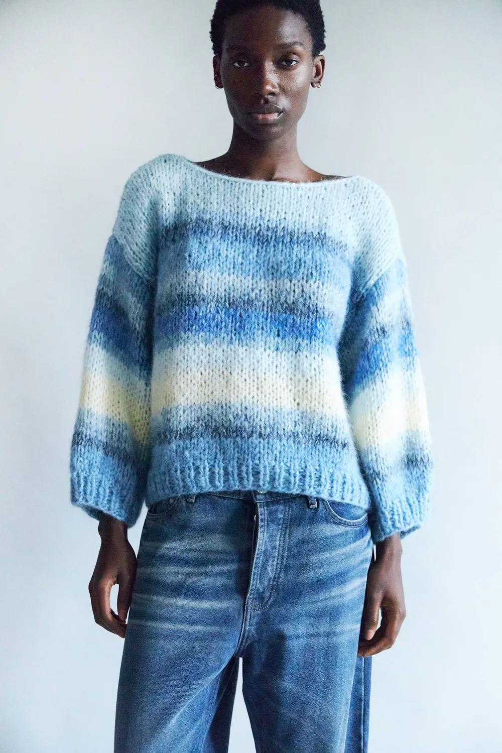 DAWNXDARE LOLA 630 pullover blue sea stribet mohair