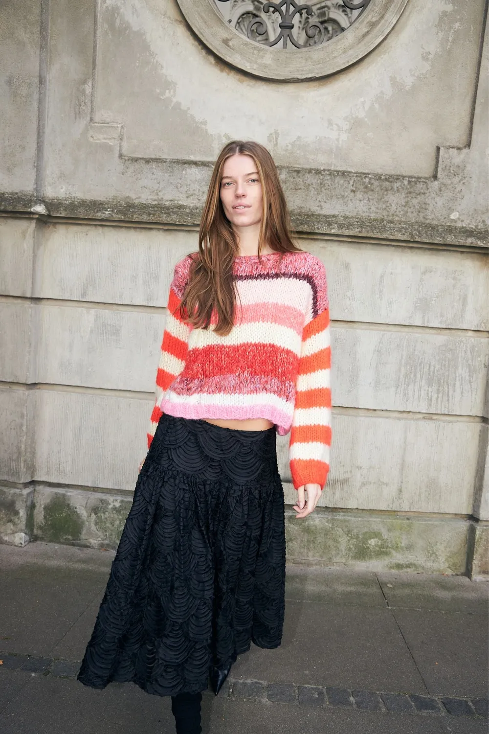 DAWNXDARE Naomi nederdel midi sort broderi