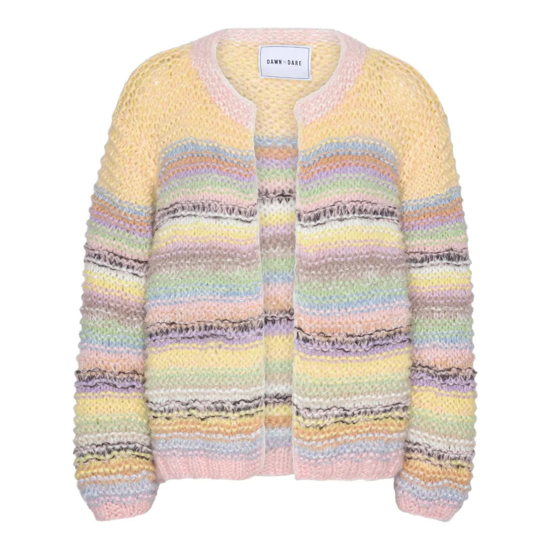 DAWNXDARE Gabi cardigan 970 Pastel Multi stribet mohair