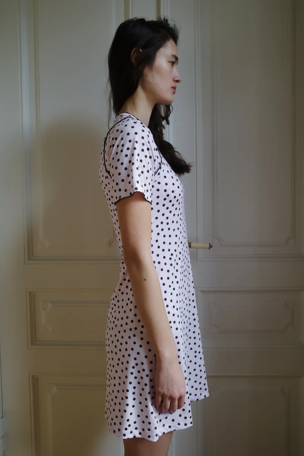 Caro Editions Slip Dress jerseykjole Pink Dots strækbar