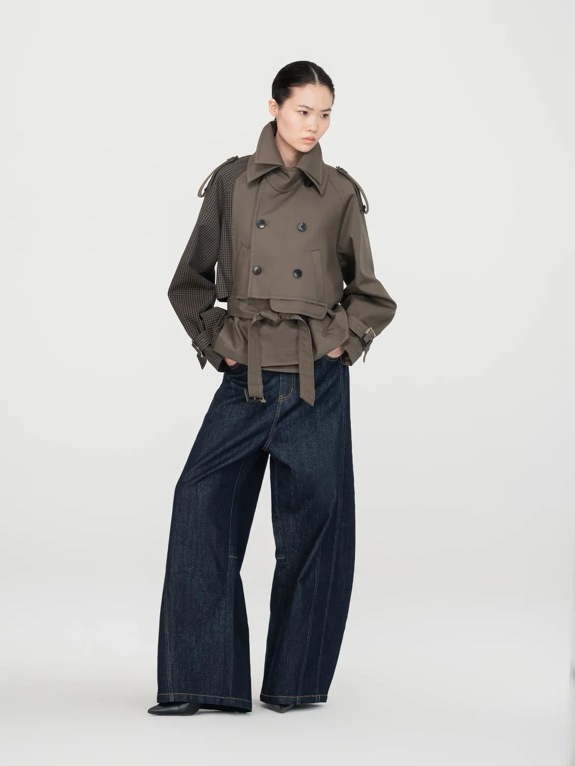 Feng Chen Wang Deconstructed Short trenchcoat bælte dame