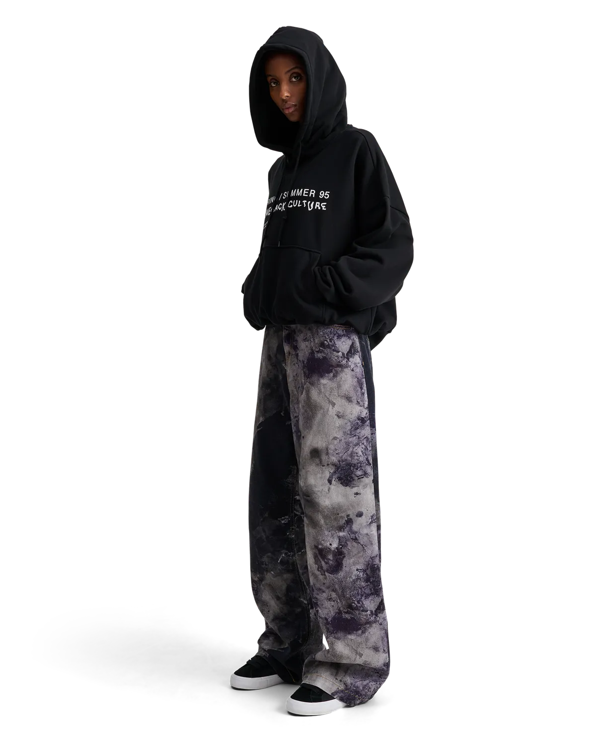 Alis Malto cropped hoodie sort bomuld