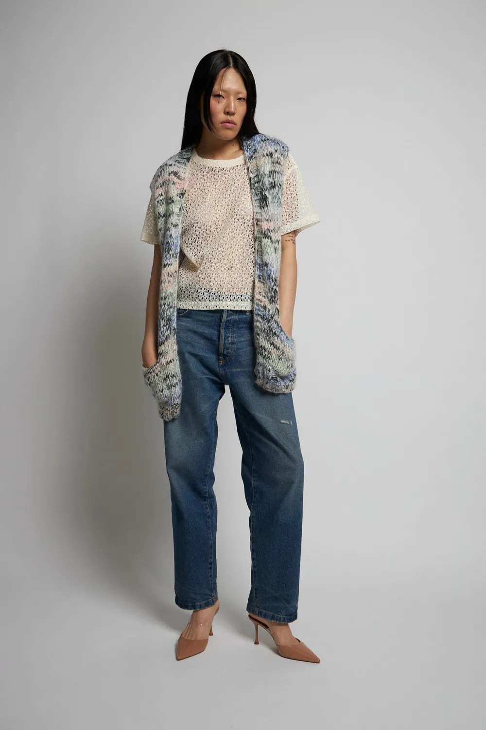 Dawn x Dare Coyto strikvest chalk multi mohair