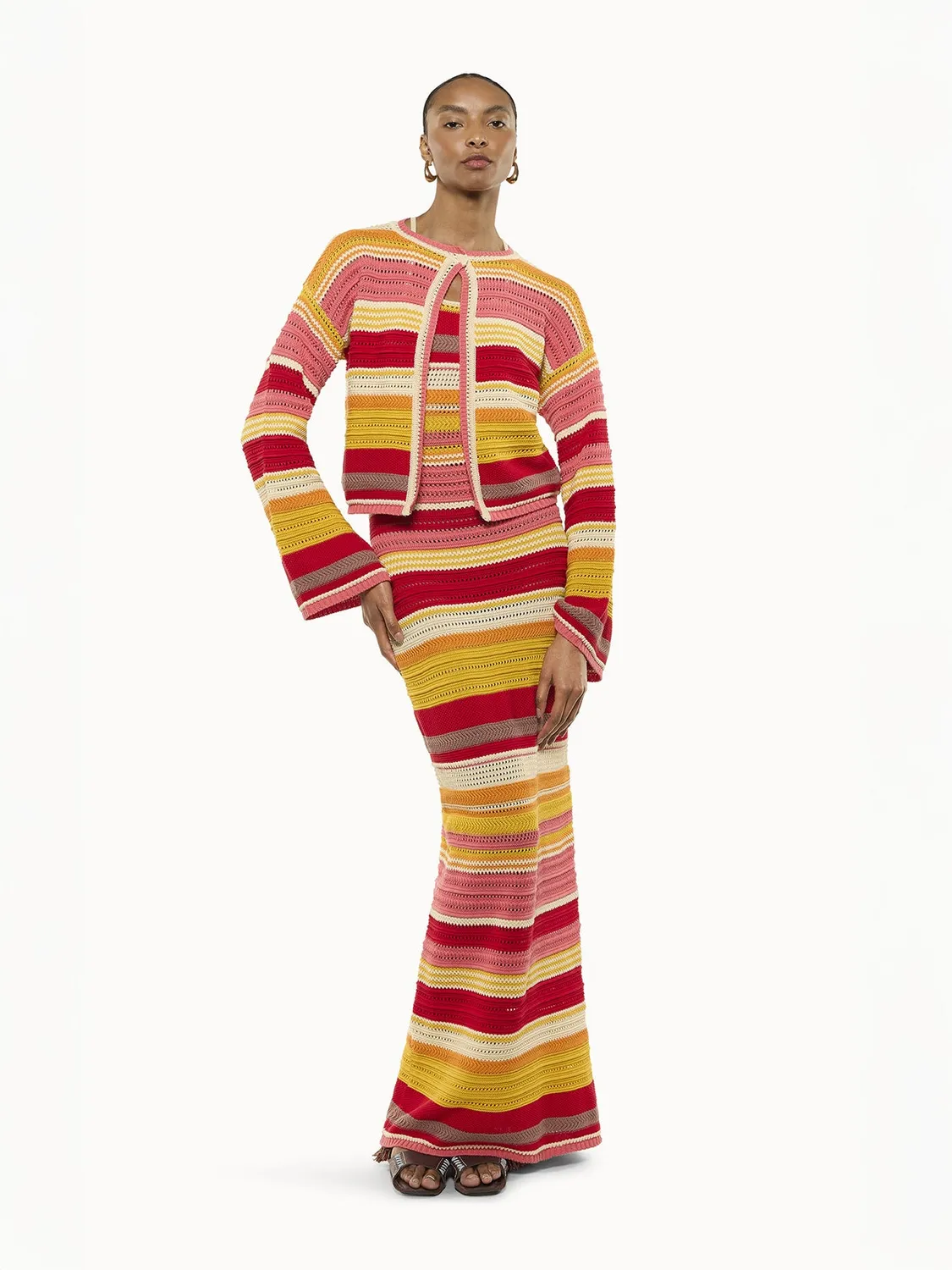 Laneus Multicolor cardigan pink bomuld