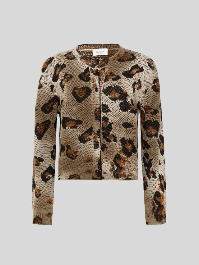 Laneus Animal Print cardigan multicolour bomuld