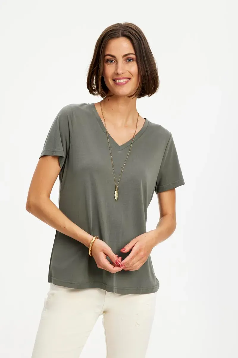 IN FRONT Nina V-hals t-shirt modal blød