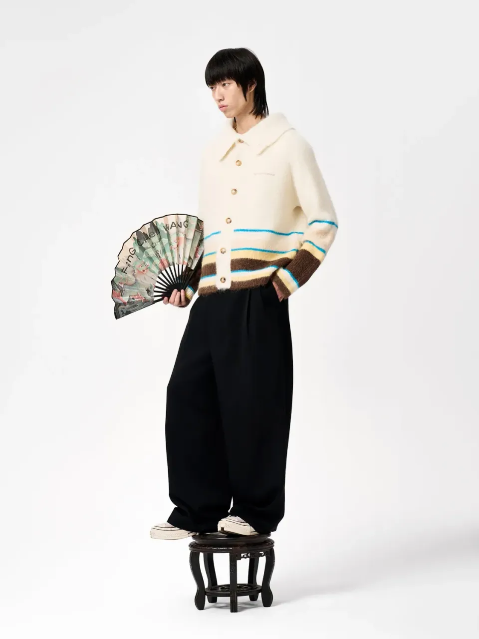 Feng Chen Wang Striped Jacquard Knit Cardigan alpakacardigan flerfarvet