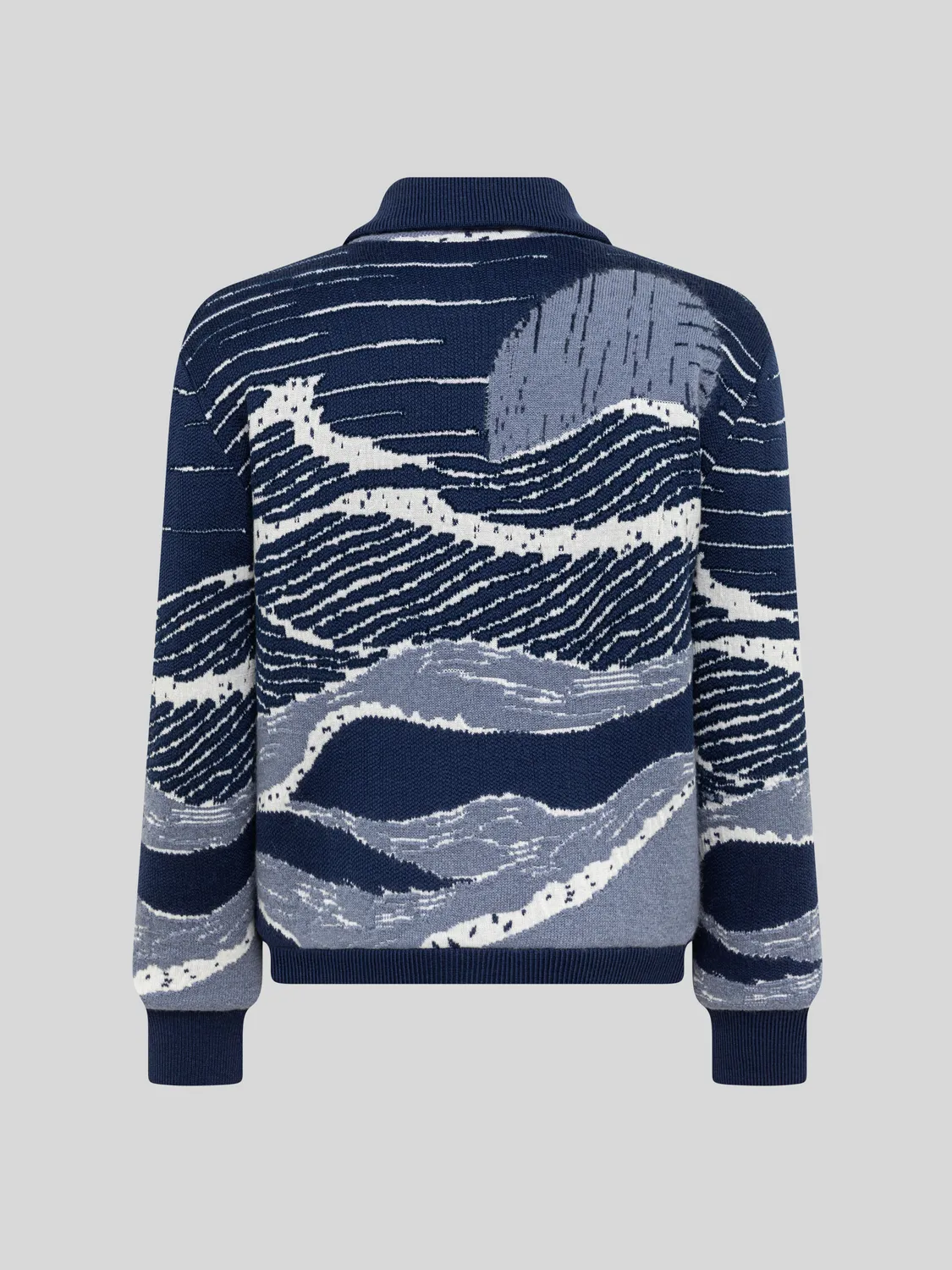 Laneus Zip Jacket Boxy Fit jacquard jakke bla uld