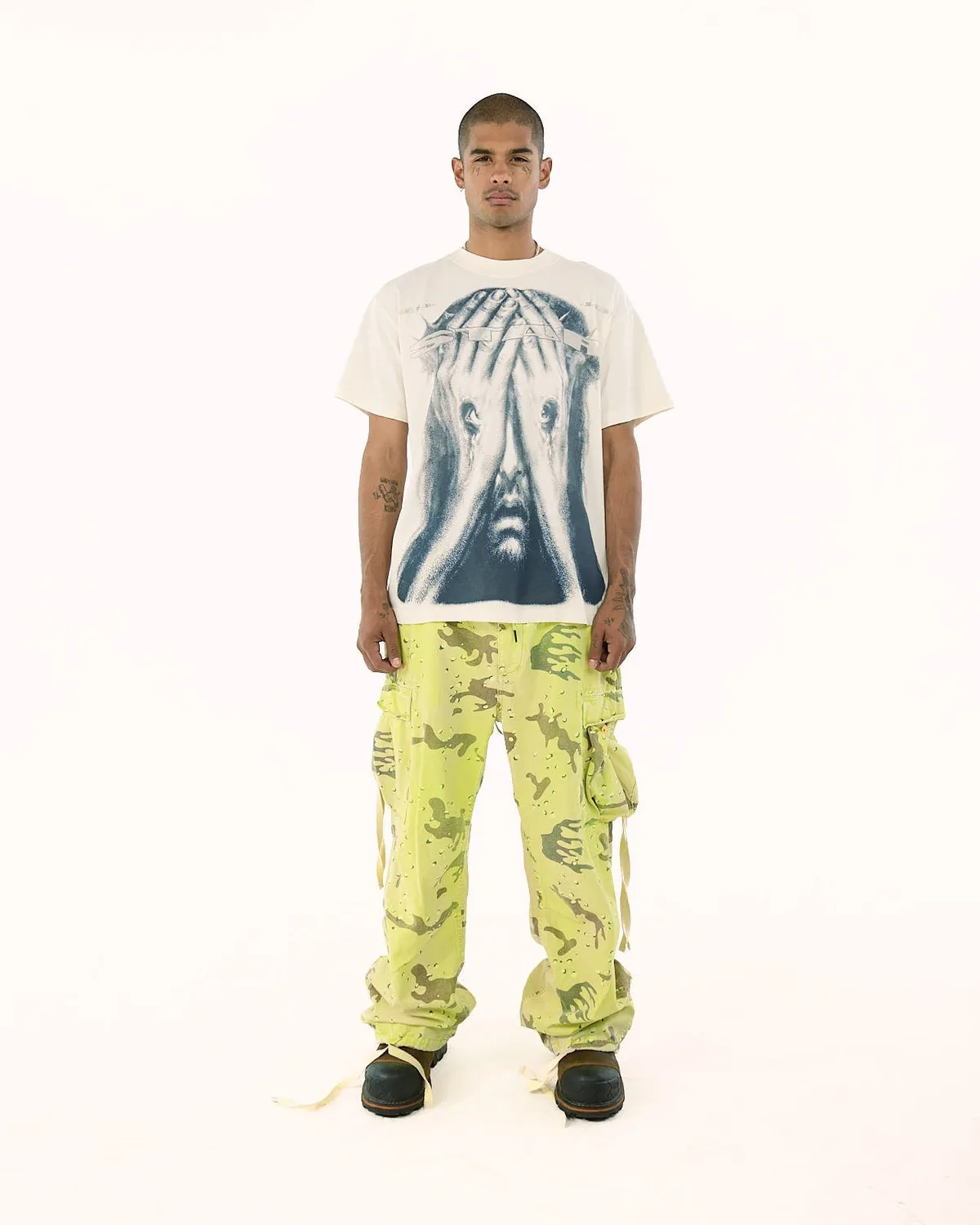 Hellstar Jesus Eyes T-shirt hvid bomuld stort print