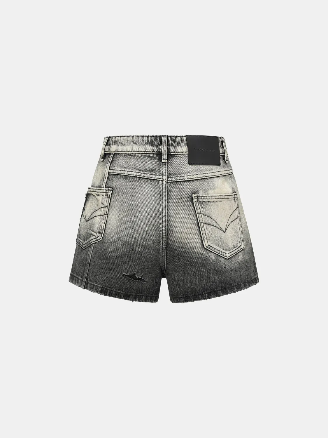 Feng Chen Wang Gradient denimshorts dame sort-hvid