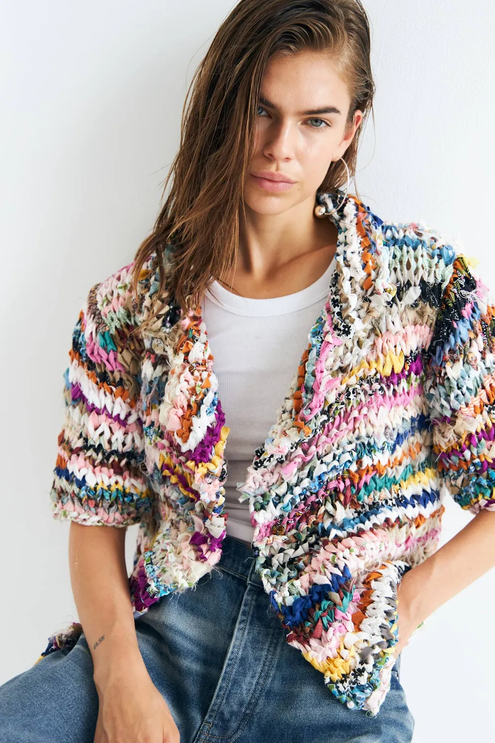 DAWNXDARE Moa 900 cardigan multi upcycled bomuld