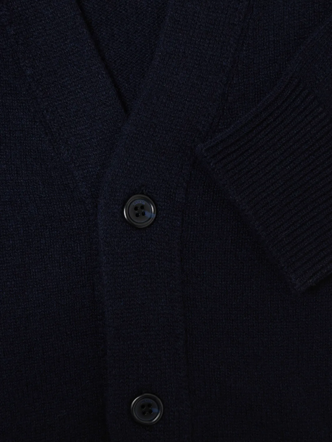 Laneus Uld Cardigan Navy Merino Cashmere Let