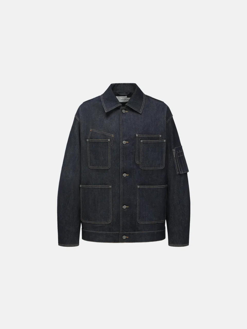 Feng Chen Wang Utility Denimjakke Mørkeblå Relaxed Fit