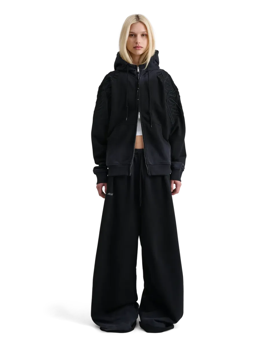 Alis Gyll hættetrøje med lynlås faded black oversized