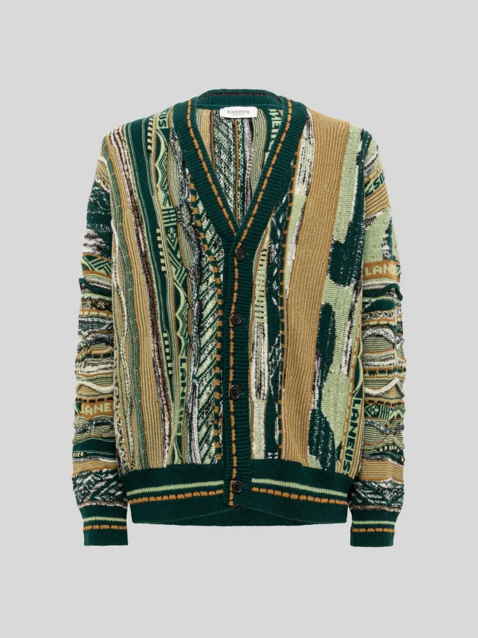 Laneus Boxy Jacquard cardigan grøn merino