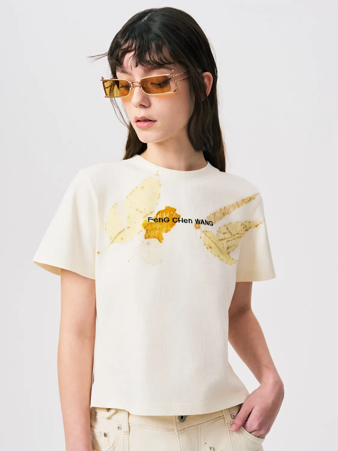 Feng Chen Wang Natural Dyed Logo T-shirt cropped