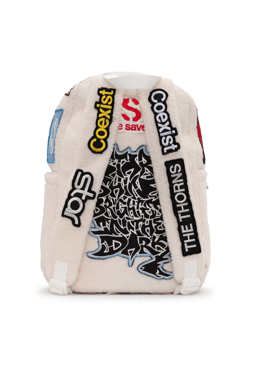 Hellstar Sherpa Patchwork rygsæk hvid teddy