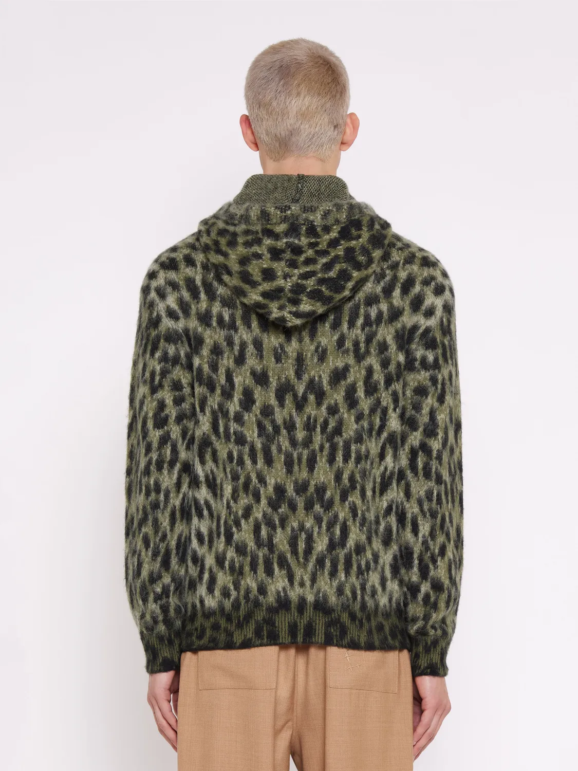 Laneus boxy strik hoodie grøn alpaka